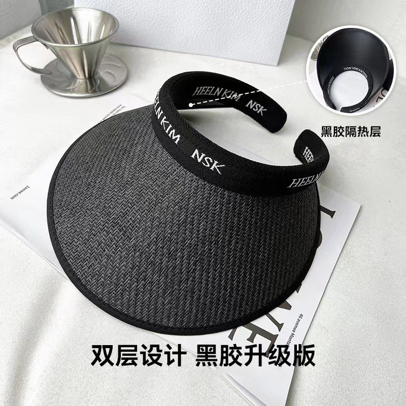 太阳帽夏季遮阳帽户外防晒太阳帽便携发箍遮阳帽黑胶防晒女士空顶|undefined