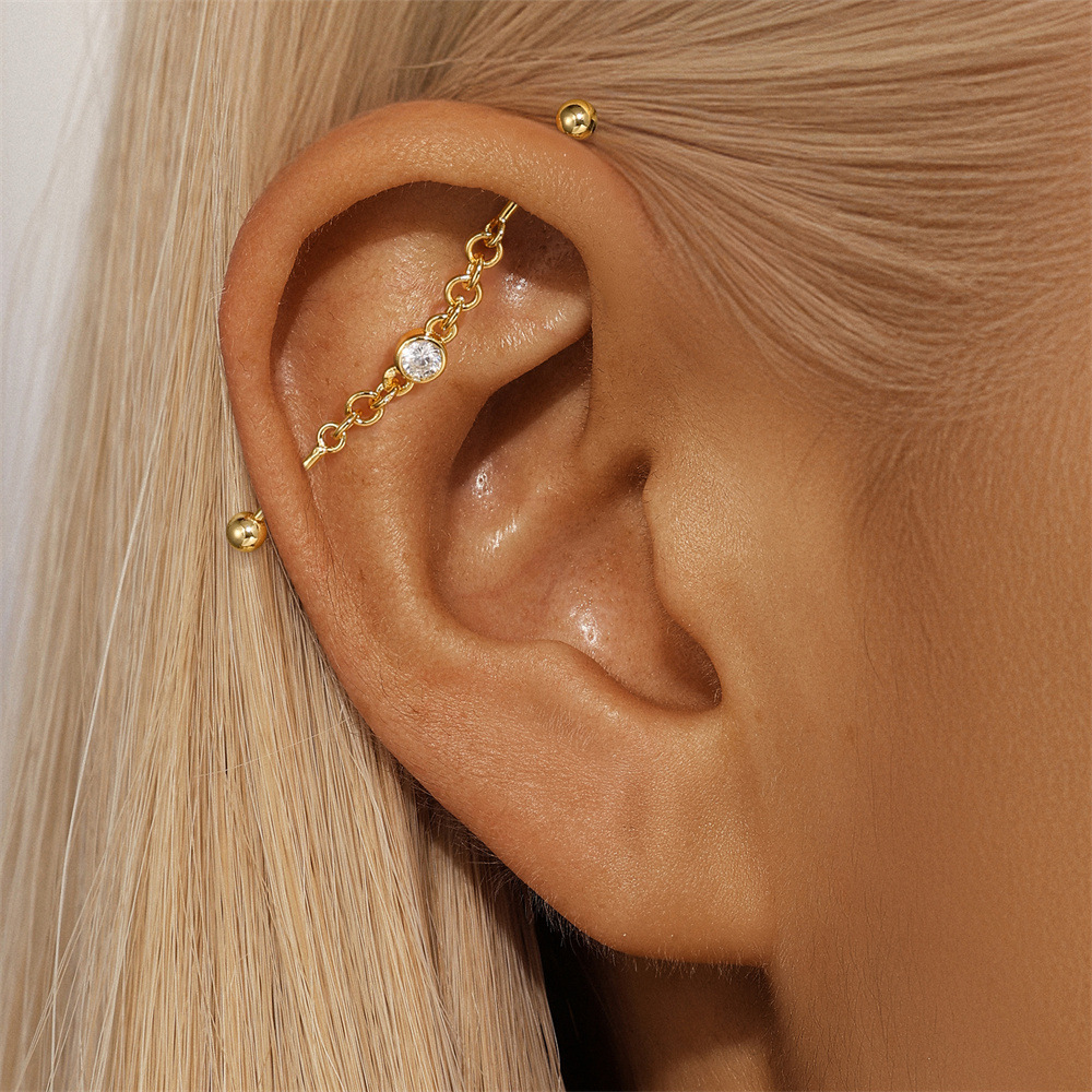 3g Weight Zircon Inlay Material Ear Studs Classification Ear Cartilage Rings & Studs Piercing Type 1 Piece Quantity Daily, Festival Occasion 925 Sterling Silver Material Geometric Pattern Unisex Gender Inlay Design Simple Style Style 1 Piece 925 Sterling Silver Zircon Geometric Ear Studs 15