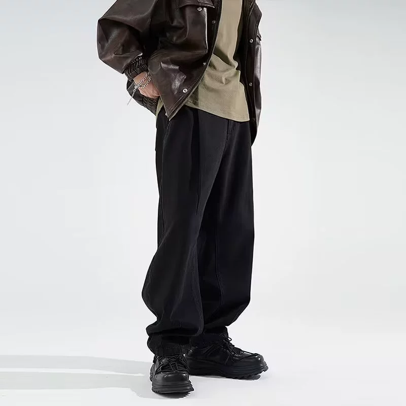 潮尚顿 Trend Japanese jeans, trousers for leisure, oversize, loose fit