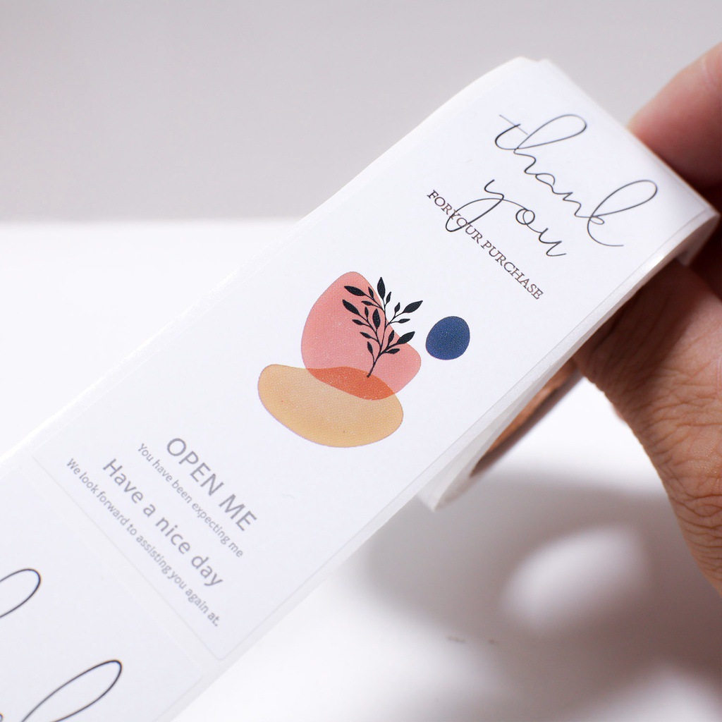 100 sheets/Roll White simple thank you sticker gift box sealing sticker packaging decoration sticker take-out Express