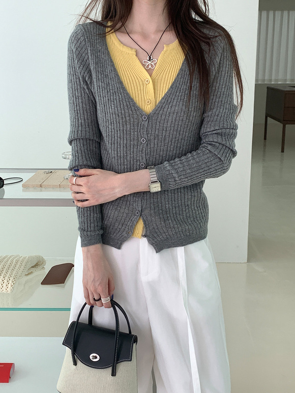 撞色假两件针织衫女秋季广州十三行2025新款韩版百搭修身显瘦上衣|undefined