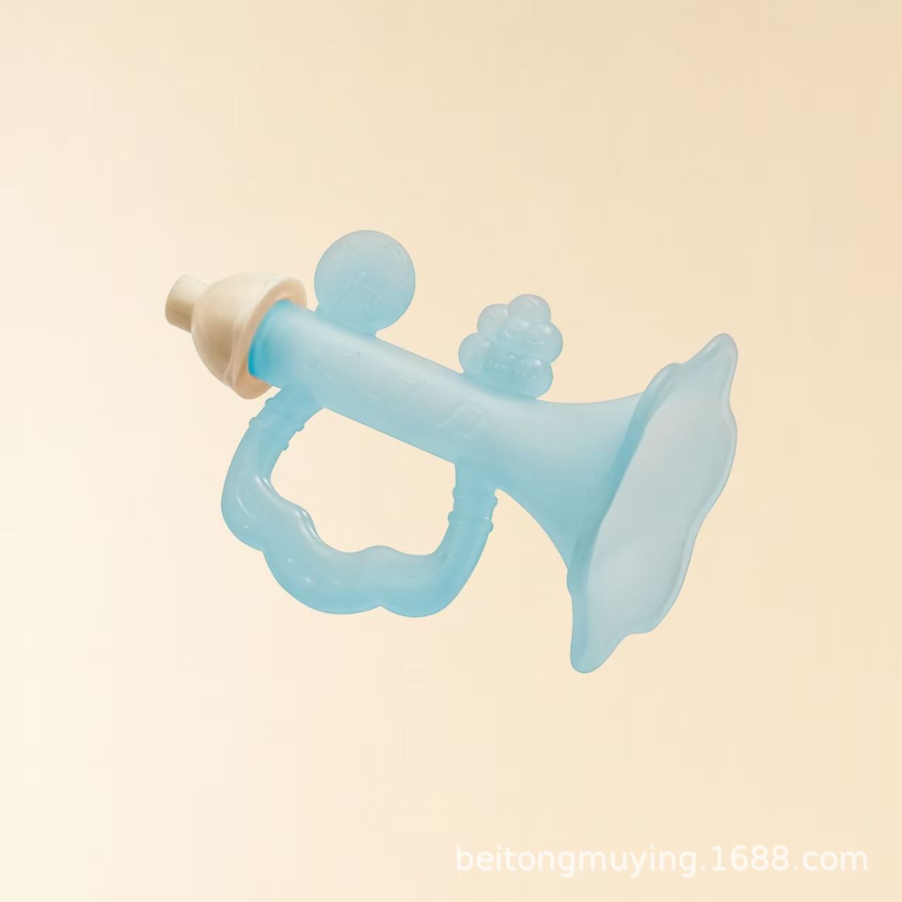Pequeña bocina de goma de diente para bebés, palito de dientes para bebés pequeños, silicona especial para niños, instrumento musical para soplar, mordida y boca tranquila
