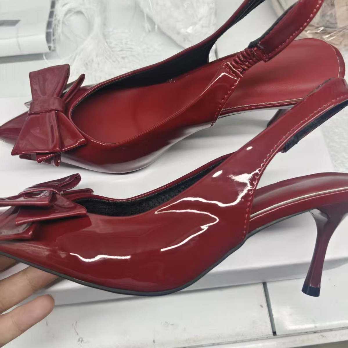 Sandalias de Tacón Alto en Punta para Mujer de Charol y PU con Adorno de Mariposa para Uso Diario image 1