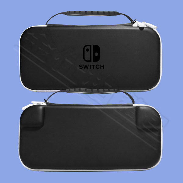 [손에 들고 다닐 수 있는 두 다리] 흰색 지퍼가 달린 검정색 가방