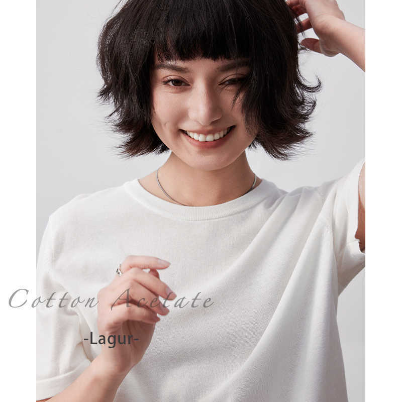 N pieces of manpower! Acetic Acid Cotton "Breathing Short Sleeve" Breathable Cool Sense Summer T-shirt Top High Sense Female