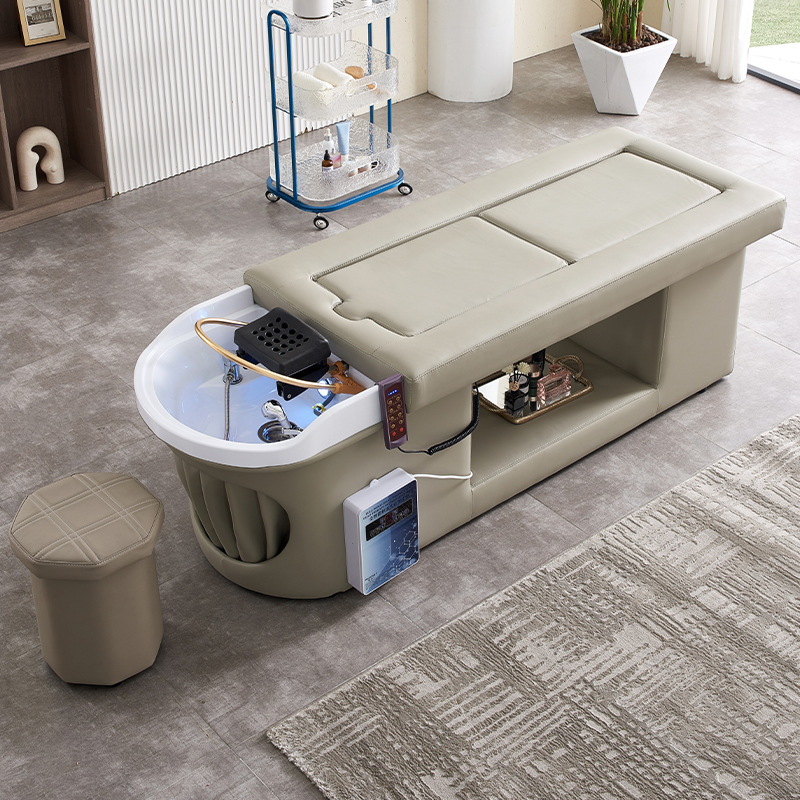 Cama de fisioterapia de moxibustión de cuerpo entero sin humo, fumigación de medicina tradicional china en la cabeza de la cama de moxibustión, tratamiento de agua y lavado de cabello circulante, especial para salón de belleza