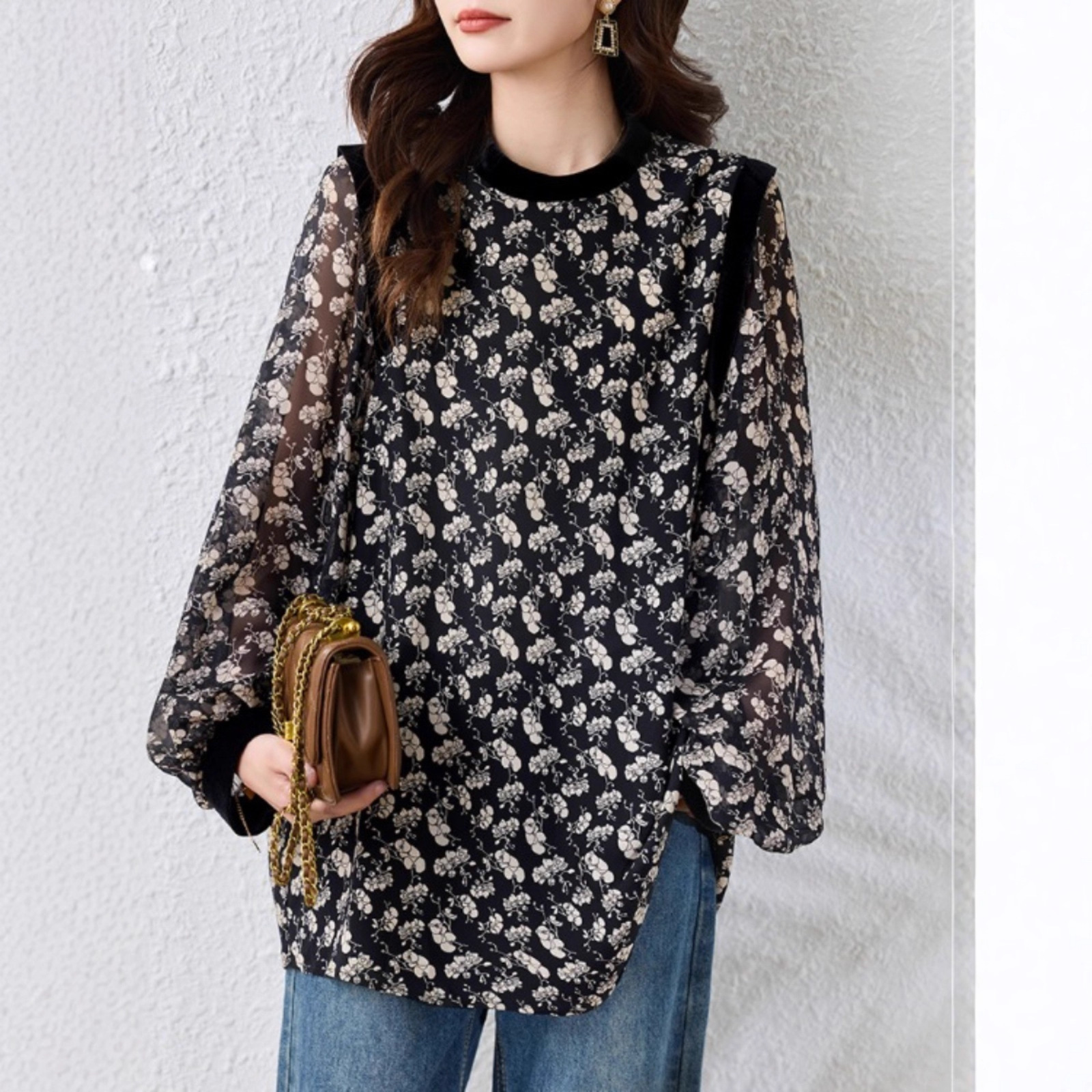 Fashionable shiffon spring long long-sleeve