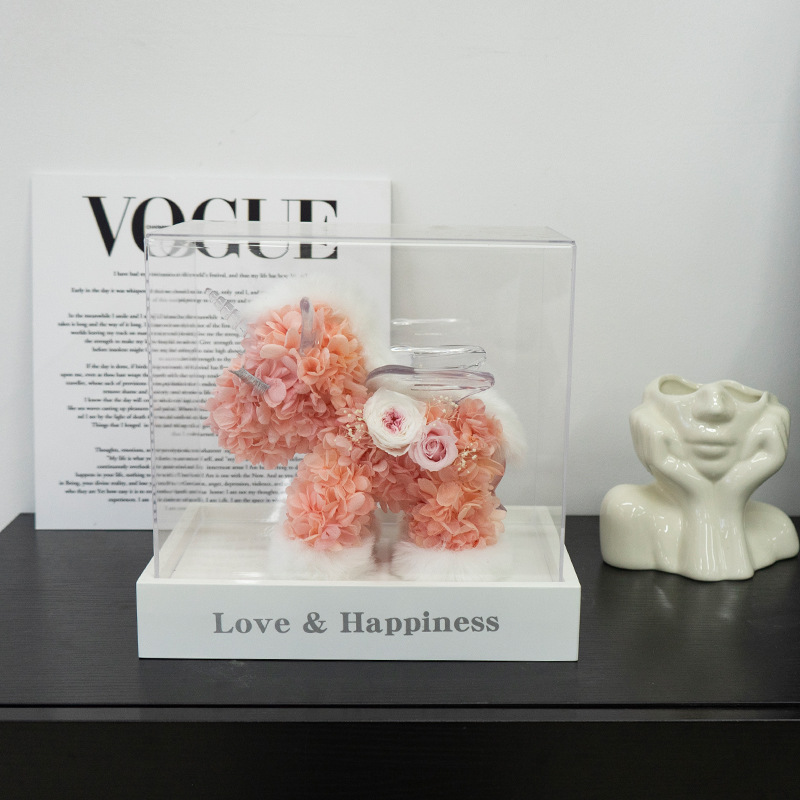 Caja de acrílico con flor de hortensia eterna, unicornio, flor real, regalo para novia o mejor amiga, regalo de cumpleaños de alta gama al por mayor.