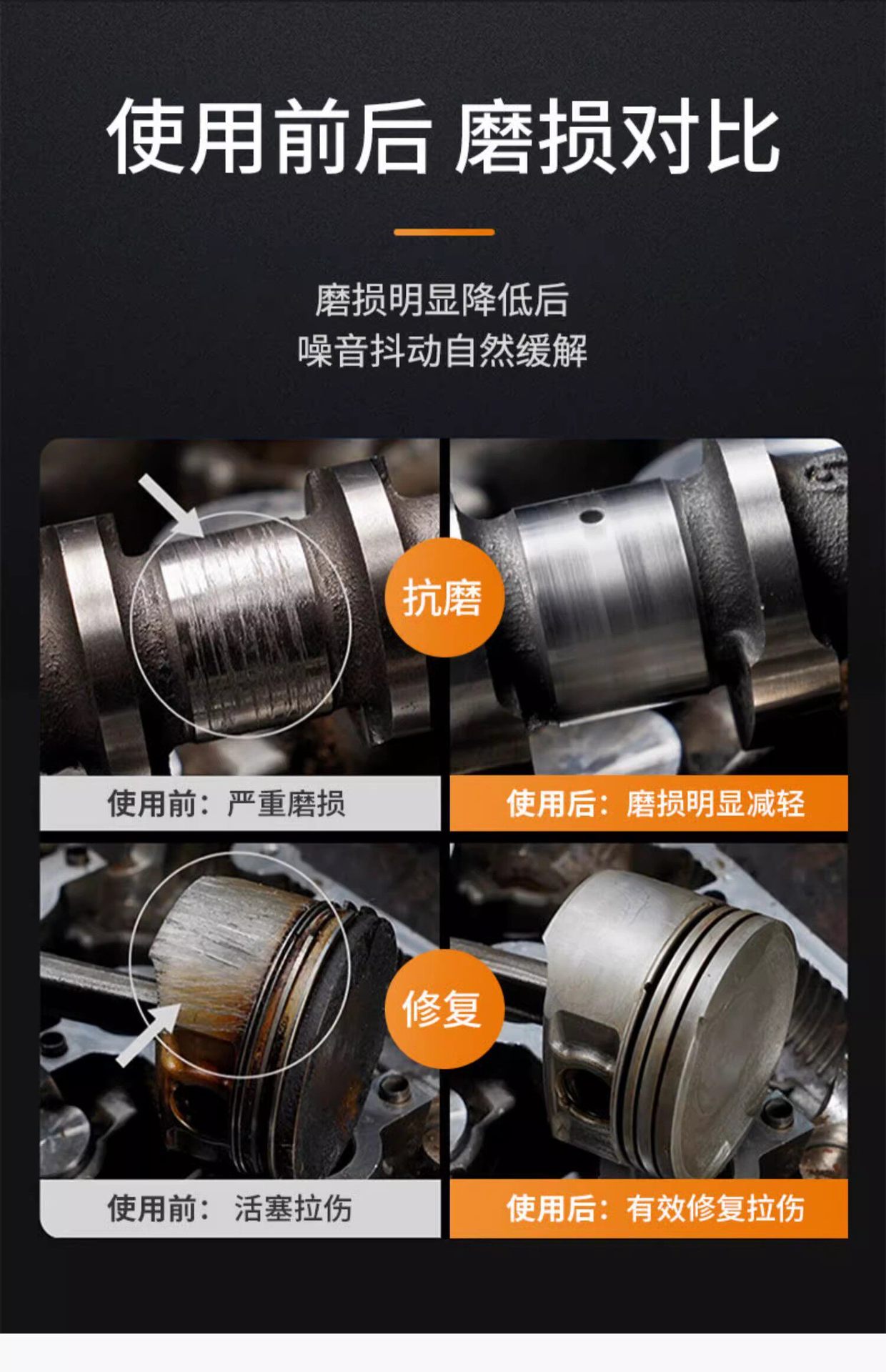 Engine anti-wear protective agent, lubricant, wear-resistant agent, genuine car noise reduction, anti-vibration, oil burning prevention, powerful repair