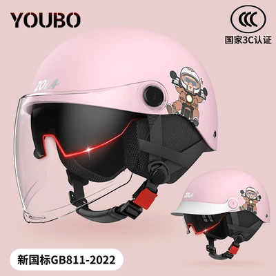 Motosiklet kaskı (dəbilqə) – light half helmet ear protection - pink-double-mirror-winter-disassembly-ear-protection-3c-certification-paint