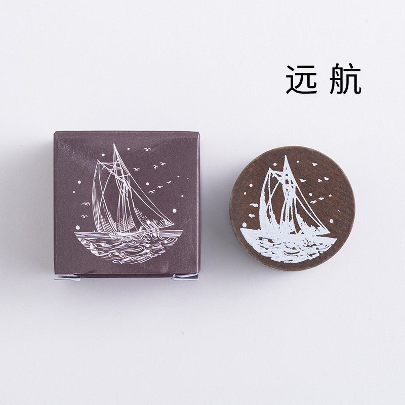 Sello de madera redondo sueño en salida serie creativa retro DIY diario multifuncional sello decorativo 12 tipos de selección