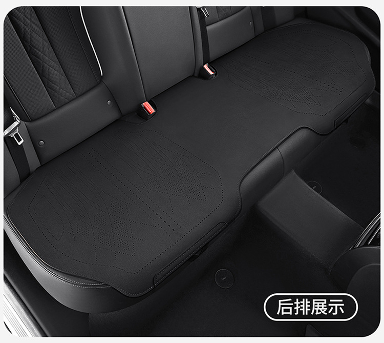Ultra-Thin Perforated Ventilated and Breathable Car Seat Cushion, Universal Suede Single-Piece Rear Seat Cushion for All Seasons, Three-Piece Set