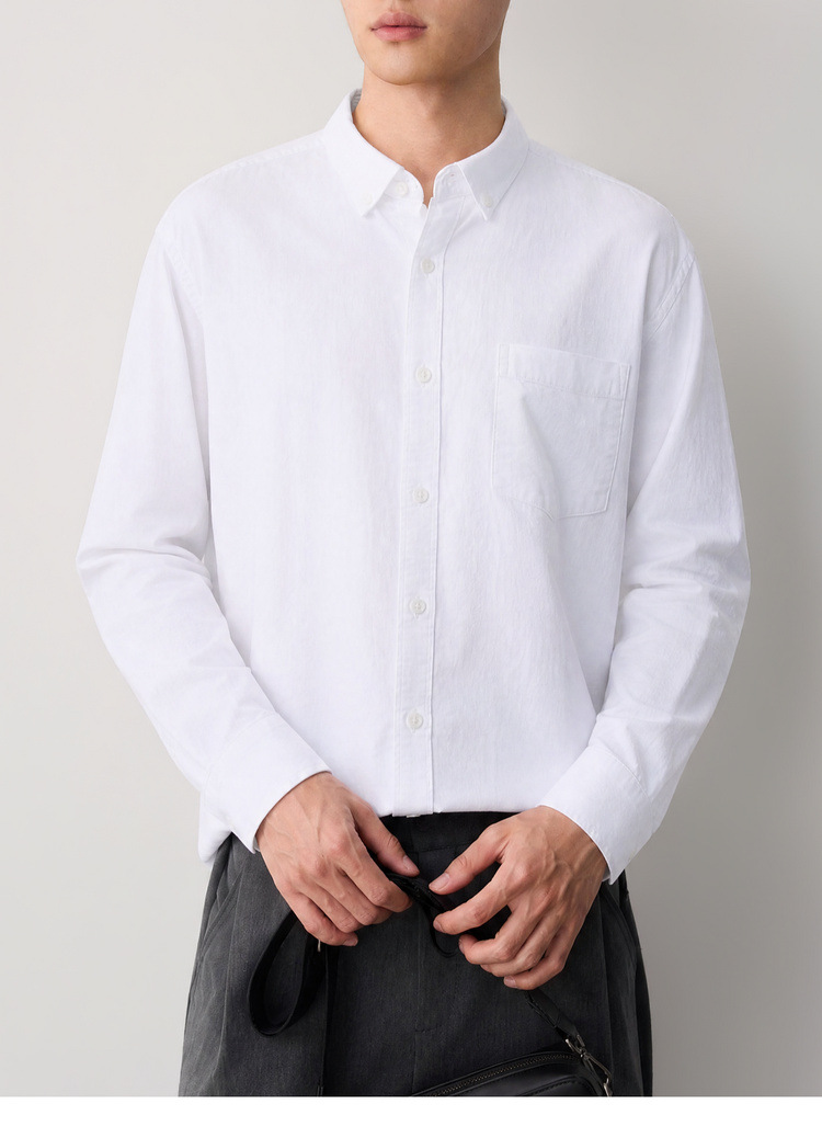 Áo sơ mi nam dài tay cotton trơn phong cách công sở — màu xanh nhạt chi tiết 28