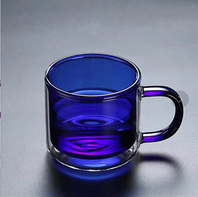 Vaso de vidrio de doble capa de color de Amazon transfronterizo Taza de oficina para el hogar Taza de agua portátil con manita al por mayor