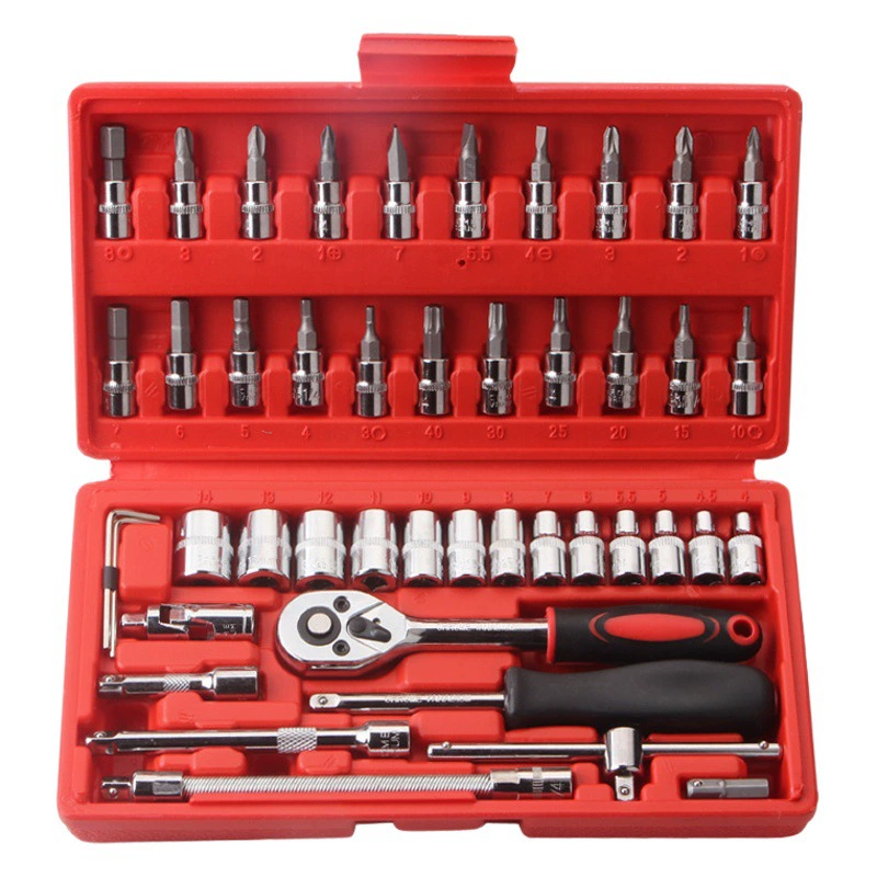 46 шт. Костюм с шестигранным ключом инструмент автомобиль мотоцикл ремонт храповой ключ костюм бытовой ящик для инструментов