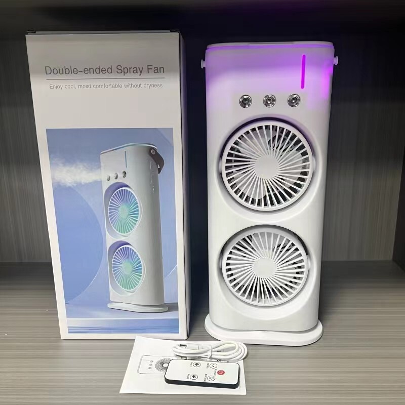ミニ水冷空調ファン家庭用屋外ポータブル小型加湿空冷ファンオフィス充電式ダブルスプレーファン|undefined