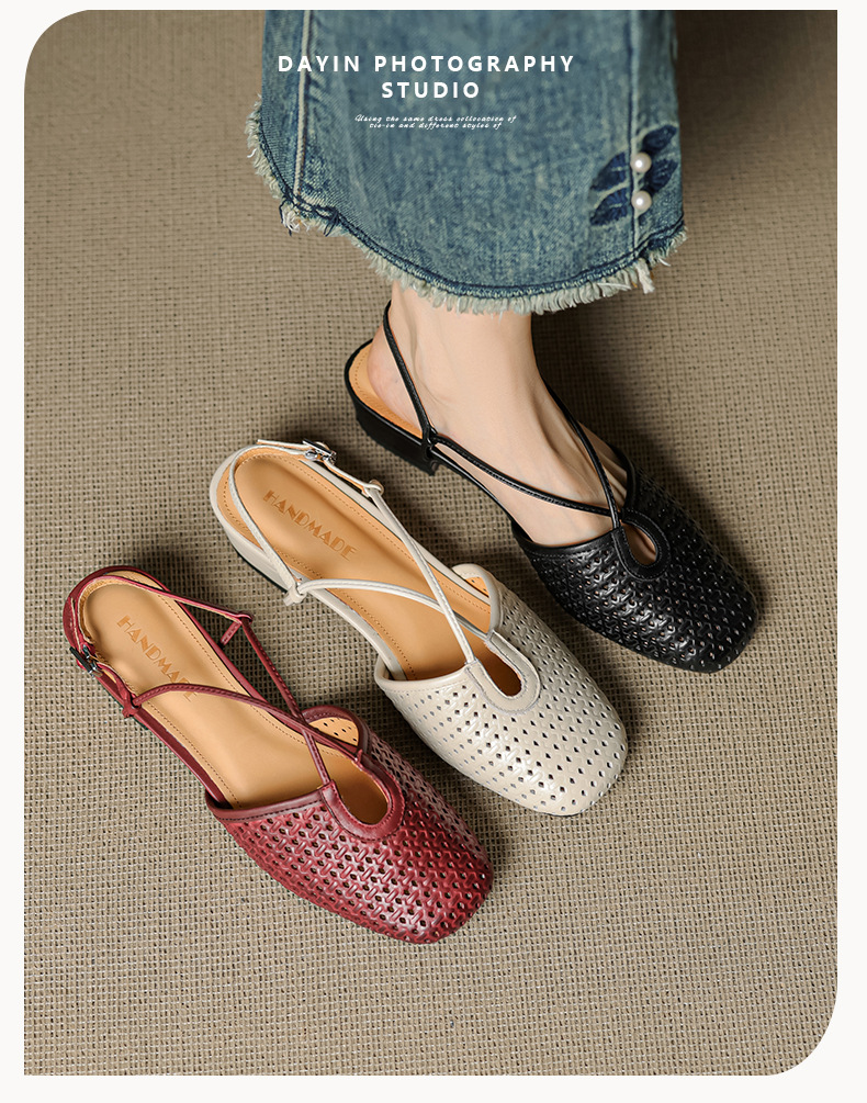 Sandal nữ Mary Jane quai chéo hở gót, gót thô 3 cm, mũi tròn bít — đen chi tiết 1