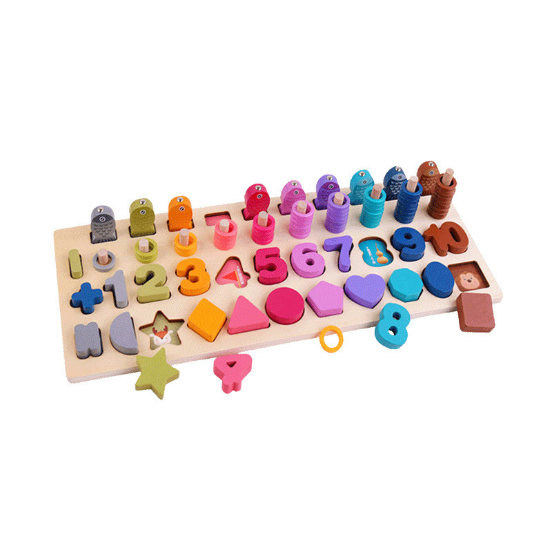 Al por mayor alfabeto tráfico número forma cognitiva pesca tabla logarítmica jardín de infantes rompecabezas de madera rompecabezas juguetes educativos
