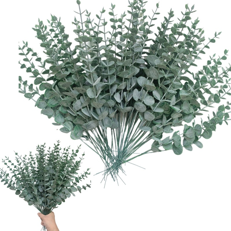 Cross-Border Popular Artificial Simulated Green Plants Single Eucalyptus Flower Arrangement Eucalyptus Leaves Fake Plants Home Decoration Ornaments