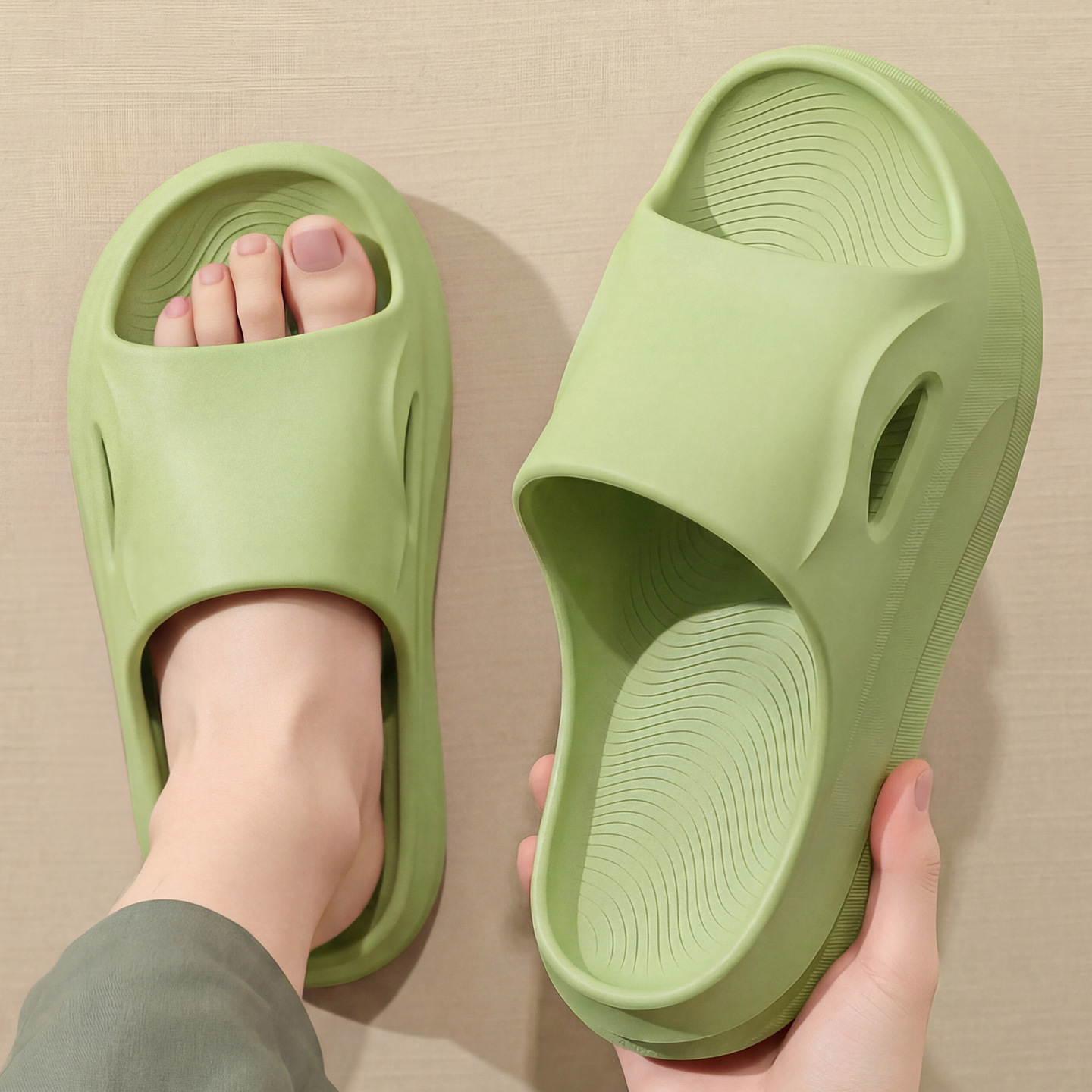 Pareja de verano no olía a los pies domésticos baño de zapatillas de mujer antideslizantes para el interior de las mujeres zapatillas frías para hombres de verano image 9