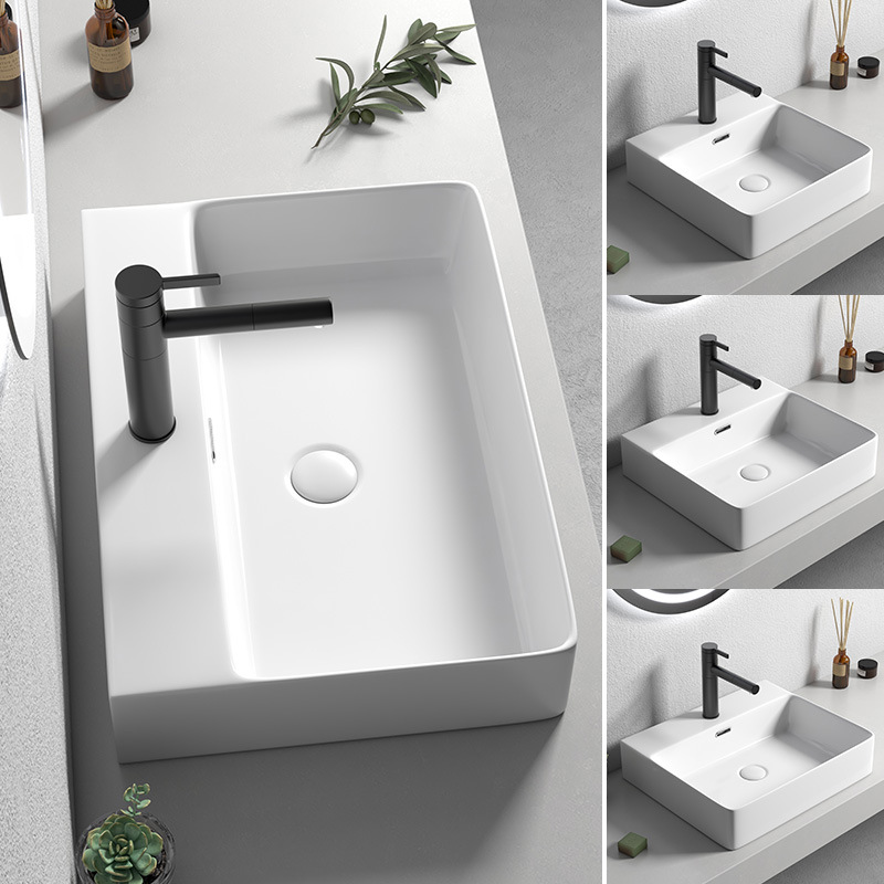 Mesa nórdica lavabo hogar lavabo cuadrado de cerámica de gran tamaño lavabo único lavabo del hotel Baño