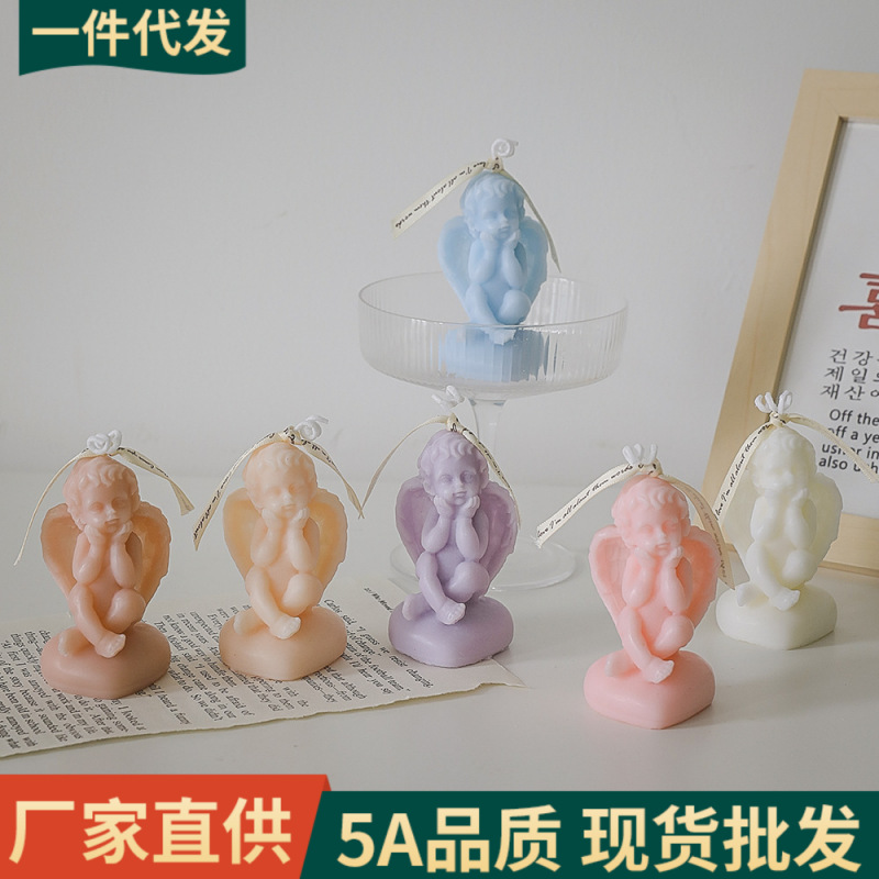 Vela de aromaterapia Little Angel Regalos de cumpleaños personalizados Adornos de mesa hechos a mano Vela de fragancia de cera de soja