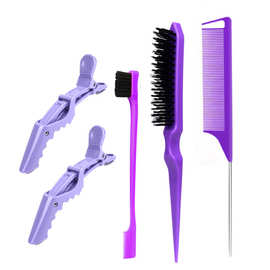 厂家打毛梳三排塑料包发梳钢针鼠尾挑逗梳眉毛刷发际线刷造型工具