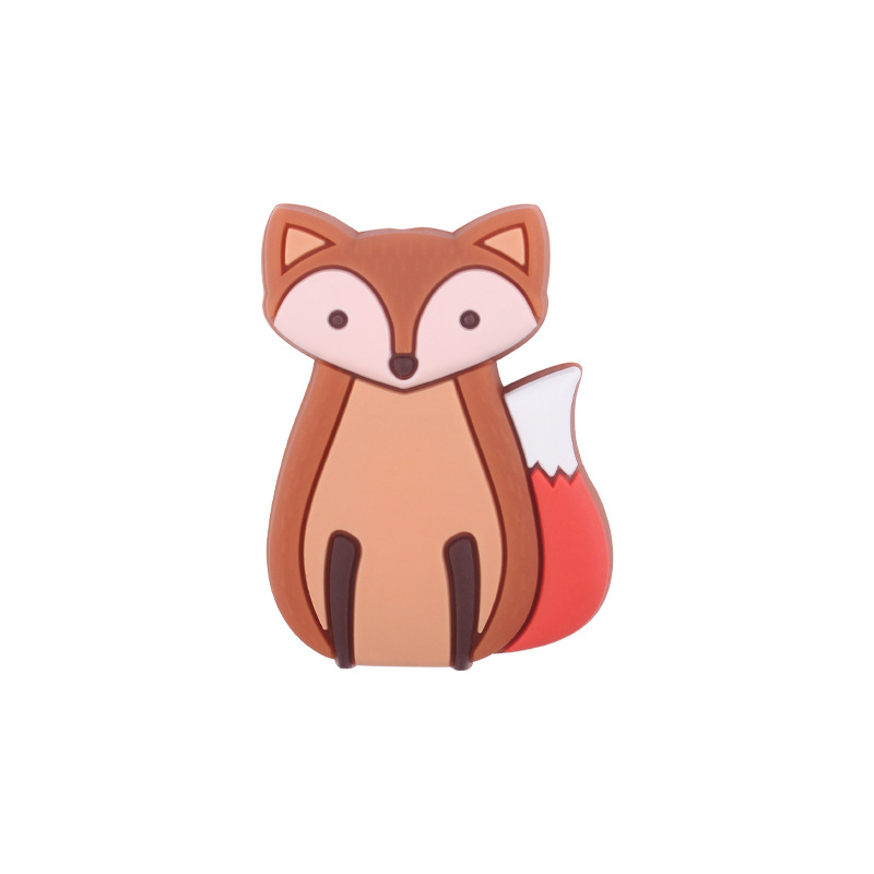 Nueva historieta silicona Fox pequeño mordedor DIY creativo bebé chupete cadena teether pulsera accesorios de juguete