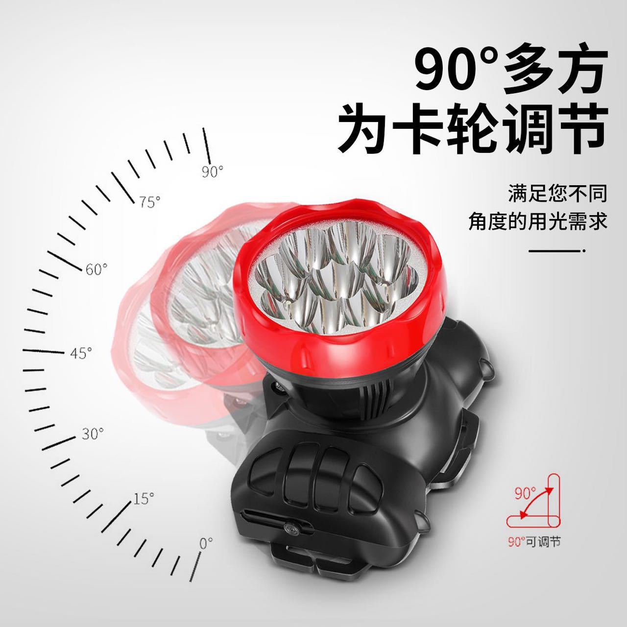 T [Agrandir] gran 9LED faro 2 luz pescar lámpara de carga de gran capacidad lámpara de mina