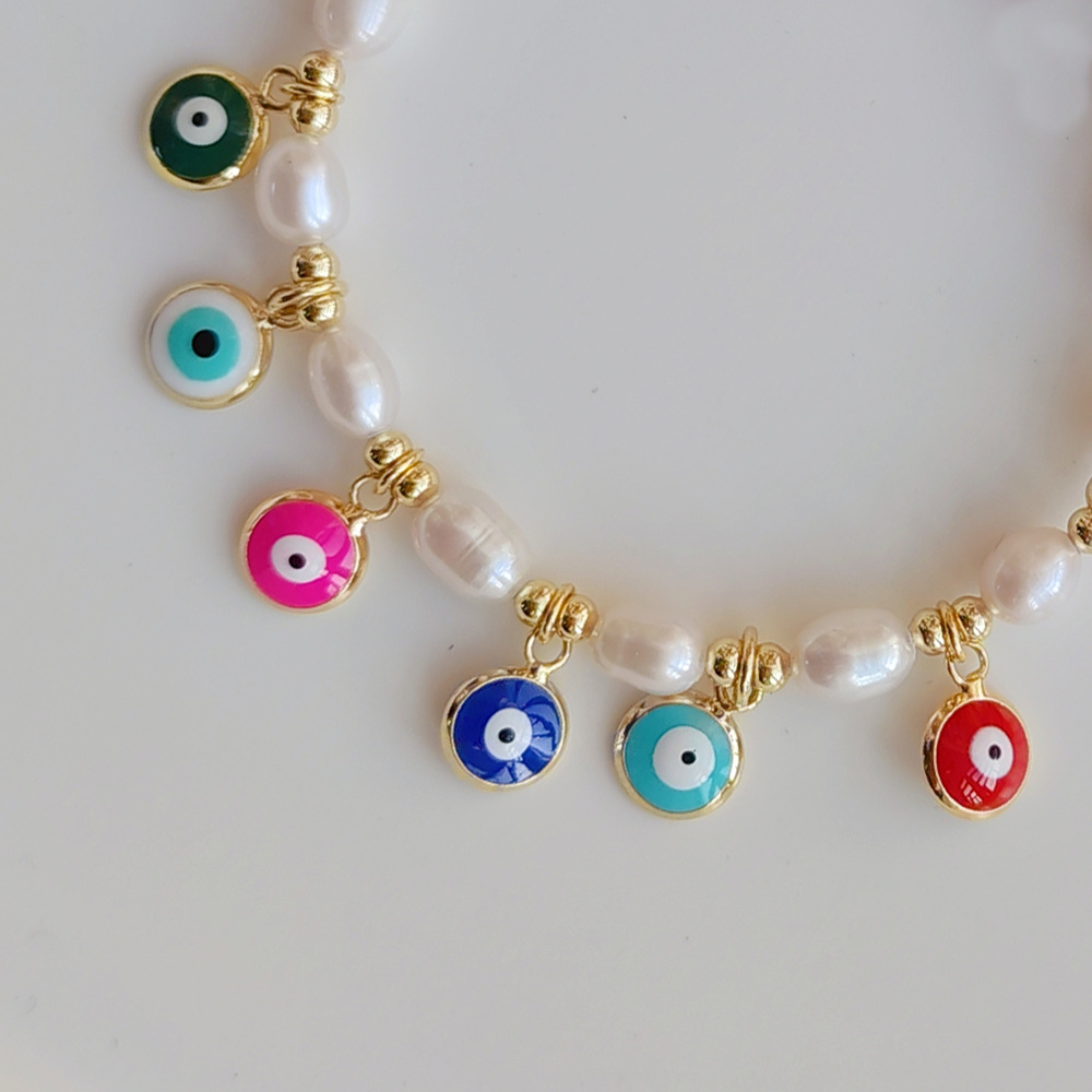 Ethnic Style Eye Pearl Copper Enamel Plating Bracelets 1 Piece