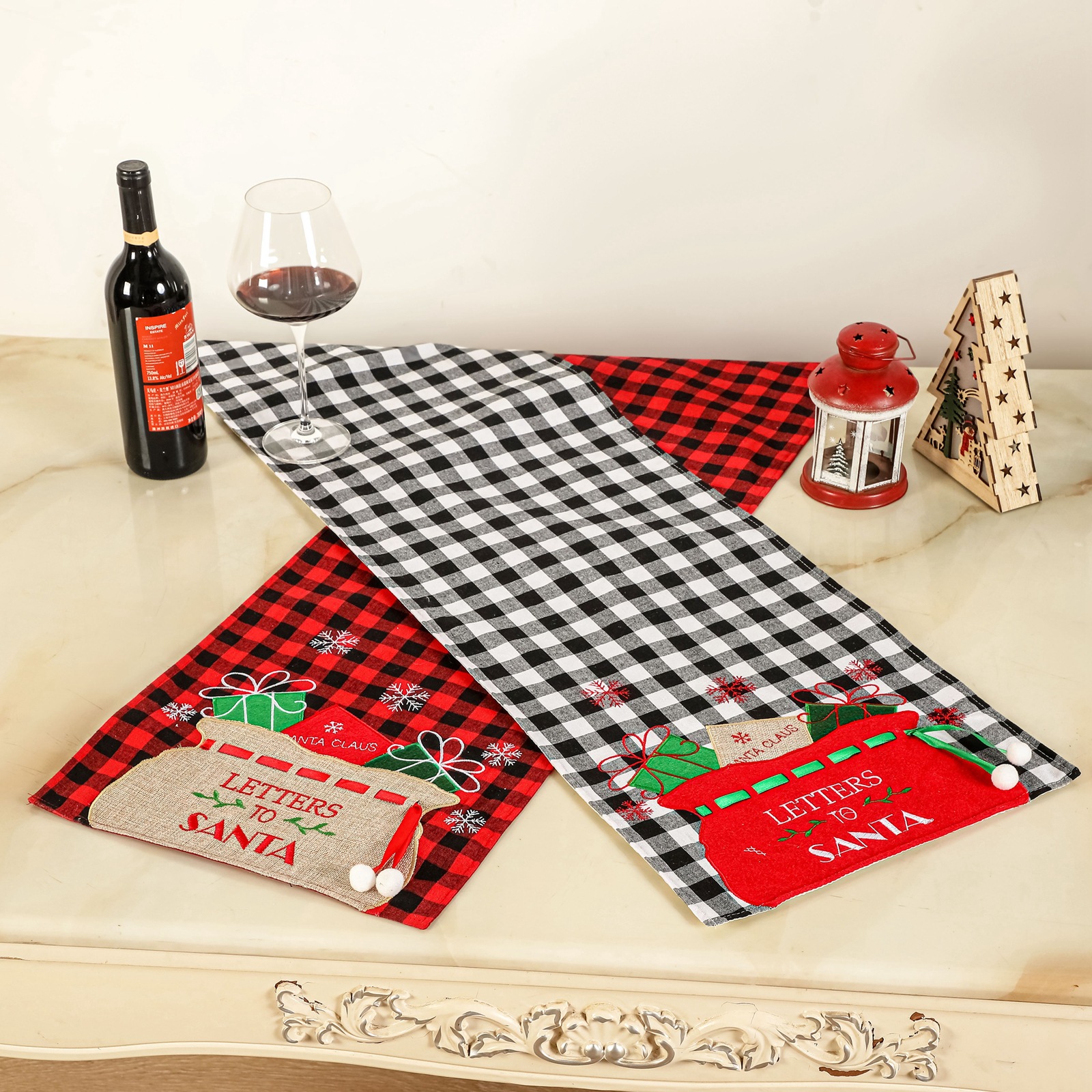 Christmas table flag tablecloth home decoration supplies linen plaid tablecloth creative Christmas tablecloth table decoration_voghion.com