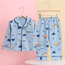 儿童睡衣套装春秋季长袖纯棉男女童睡衣精梳棉卡通开衫新款服家居