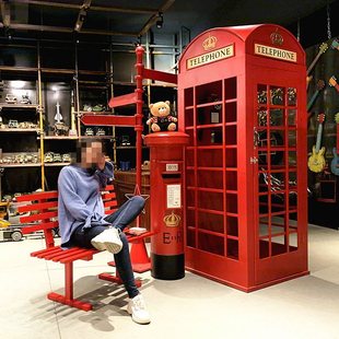 Retro telephone booth decoration shopping mall specification mailbox locker large props Net red shop photo landing Christmas