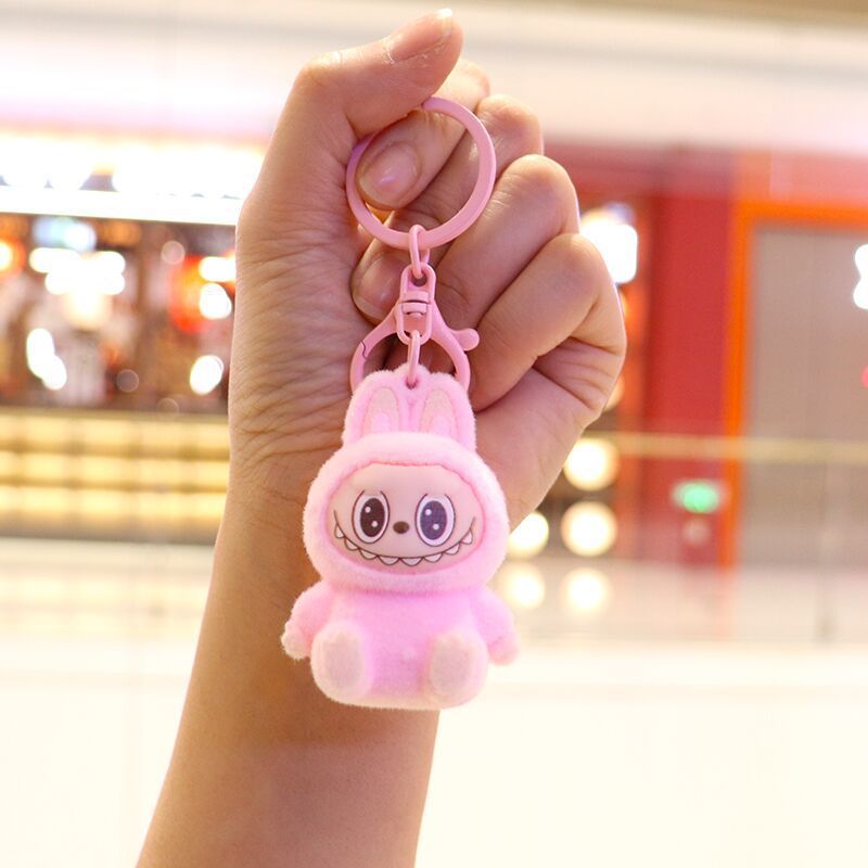 Labubu 植毛かわいいペンダント 6 センチメートル座りラブバッグキーホルダーかわいい漫画立体人形|undefined