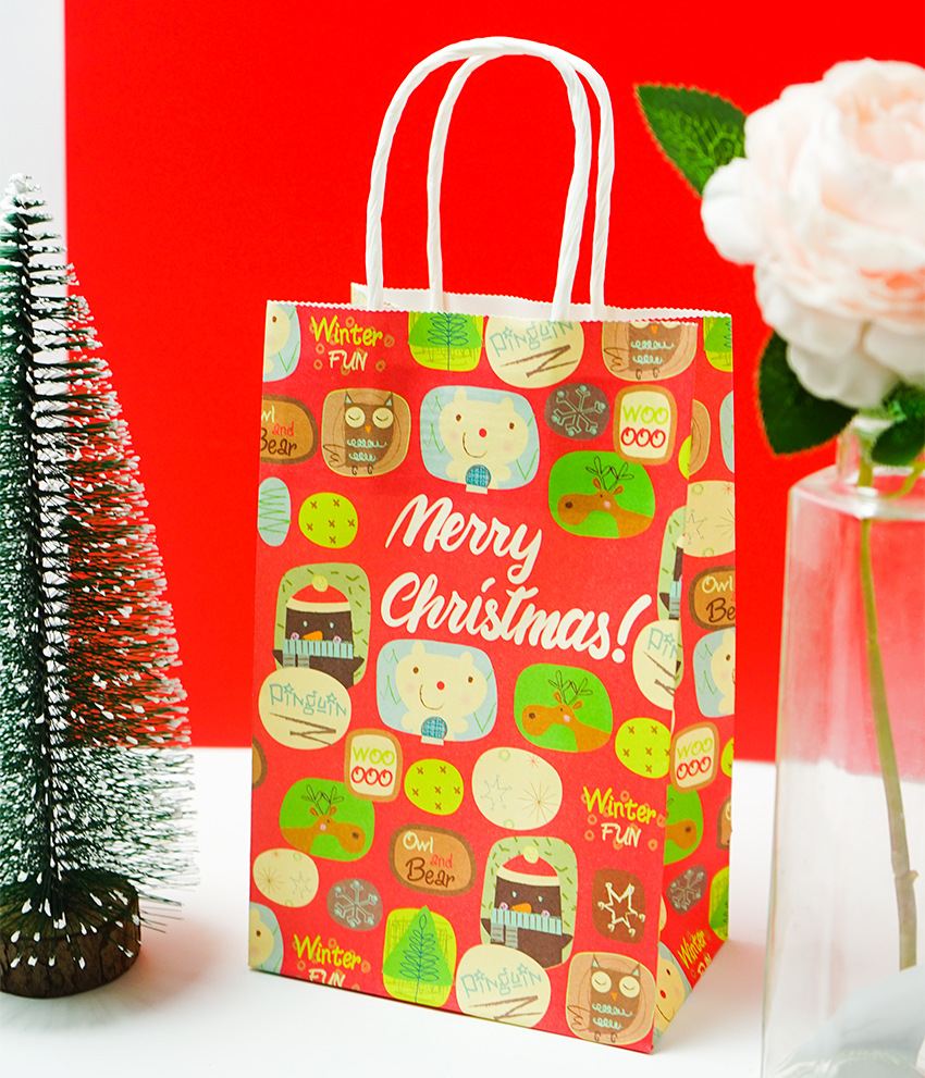 新款圣诞手提袋礼物包装袋苹果手提袋礼品袋 回礼包装纸袋拎手袋