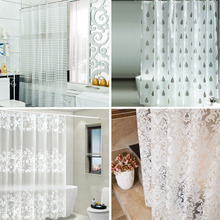 Flowers Shower Curtains Waterproof PEVA Water Droplets跨境专