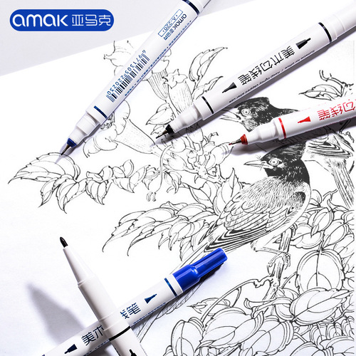 Art hook pen small double-ended water-based black marker student painting graffiti hand-painted tracing pen wholesale