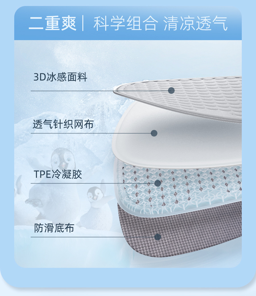 Aichewu Car All-Season Universal Summer Seat Cushion Cold Gel Seat Pad Summer Cooling Pad Ventilated Breathable Seat Cushion