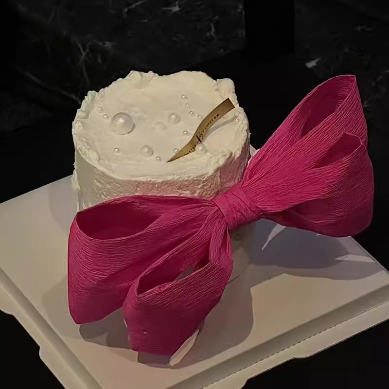 Tanabata Couple Advanced Sense Bow Cake Decorative Crepe Paper Valentine's Day Ins Simple Cake Plug-in