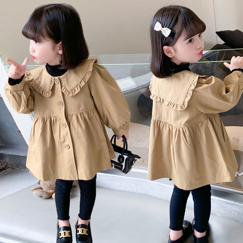 Niñas abrigo abrigo abrigo de otoño ropa infantil 2025 nuevo bebé medio largo niños primavera y otoño chaqueta de moda manga larga