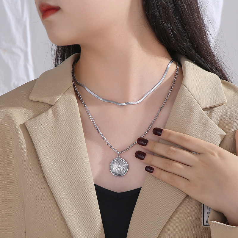 Plating Design Fashion Style Fashion Letter Titanium Steel Plating Pendant Necklace 1 Piece
