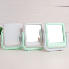 高清單面化妝鏡子 台式塑料多彩梳妝鏡 摺疊便攜大號方形公主鏡