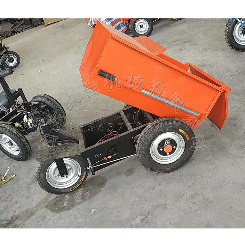 工地电动三轮车小骑兵手推车灰斗车混凝土搬运养殖农用翻斗车