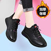 2024 New autumn and winter new casual women's shoe leather surface versatile soft base mothers shoes plus velvet warm work shoes