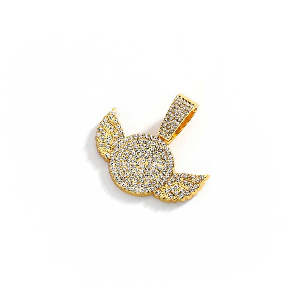 Collar transfronterizo europeo y americano nicho de diseño de taladro colgante de alas para hombres y mujeres Amazon Hip Hop cadena cubana cadena de tenis