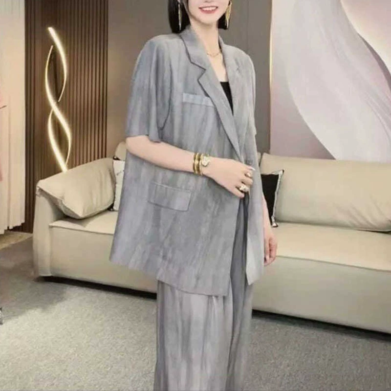 Thin summer classic suit, set, internet celebrity, plus size, Korean style