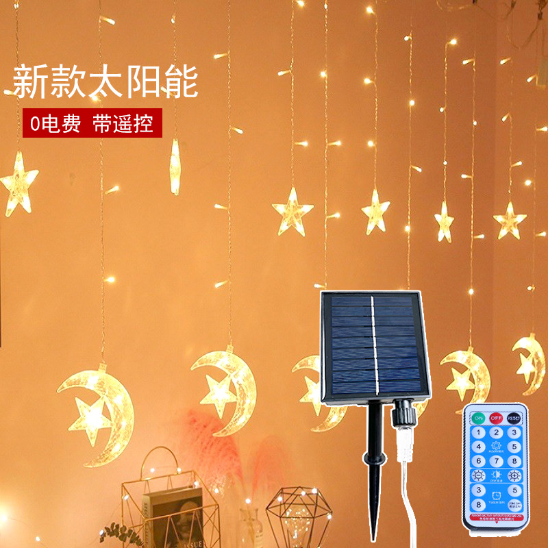 Luna LED celebración estrella cortina luz decorativa luz de la luna que acompaña estrella cadena de luz festival de navidad luna internet celebridad habitación decorativa de color luz