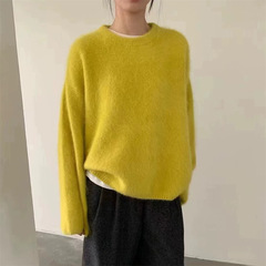 日韩软糯仿水貂绒套头毛衣女2025秋冬新款慵懒感针宽松织衫上衣