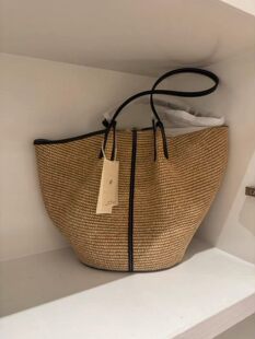 Woven straw summer beach small design capacious one-shoulder bag for traveling