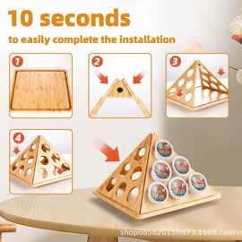 木质咖啡胶囊收纳架竹制茶包三角形整理架实木茶水间储物架